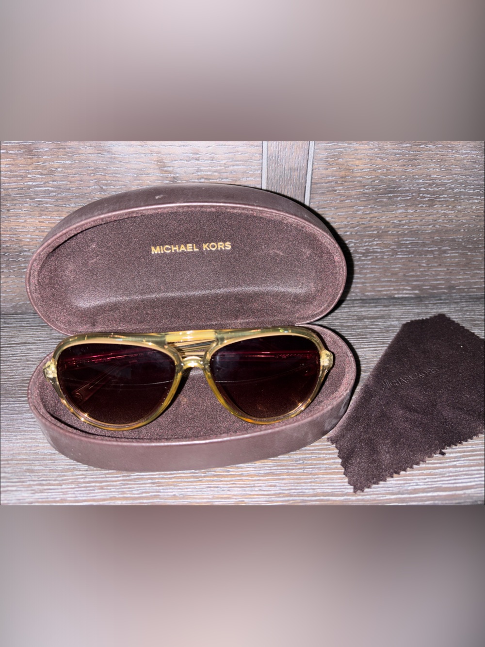 Michael Kors Sunglasses Yellow Frame with Dark Brown Lenses